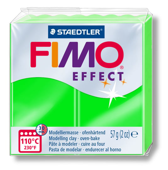 Kostka FIMO effect 57g, neon zielony, masa termoutwardzalna, Staedtler Staedtler