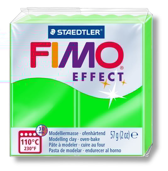 Kostka FIMO effect 57g, neon zielony, masa termoutwardzalna, Staedtler Staedtler