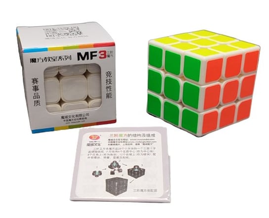 Kostka logiczna 3x3x3 MoYu Sticker biały plastik z naklejkami + podstawka kostki MoYu