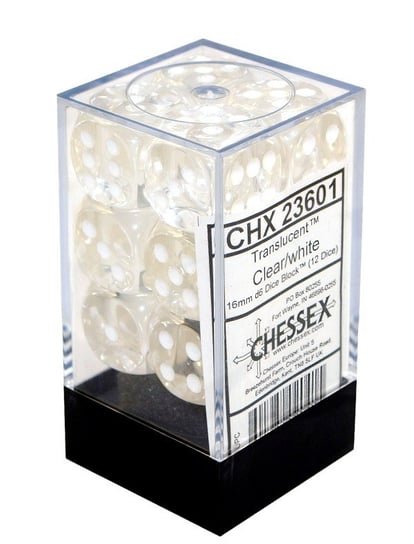Kostki Chessex Clear K6 16mm 12szt. +pudełko Chessex