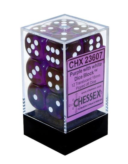 Kostki Chessex Purple K6 16mm 12szt. +pudełko Chessex