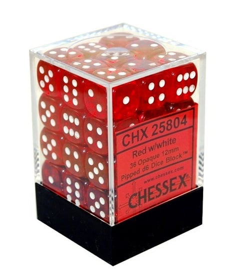 Kostki Chessex Red K6 12mm 36szt. +pudełko Chessex
