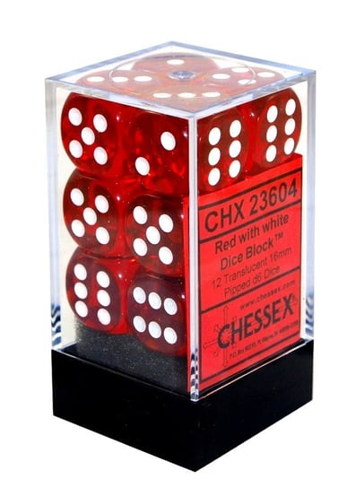 Kostki Chessex Red K6 16mm 12szt. +pudełko Chessex