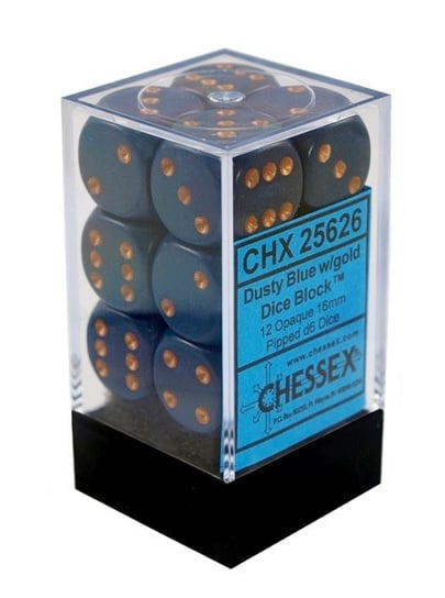 Kostki D. Blue K6 16mm 12szt. +pudełko,  Chessex Chessex