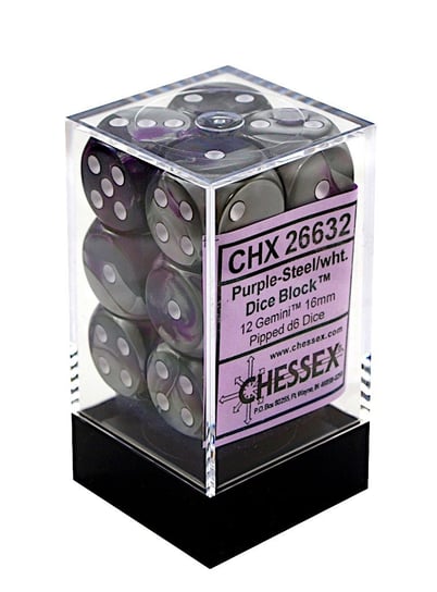 Kostki Gemini Chessex K6 16mm 12szt. +pudełko Chessex