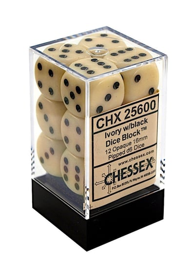 Kostki Ivory Chessex K6 16mm 12szt. +pudełko Chessex