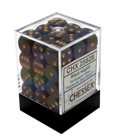Kostki K6 12mm Chessex Black 36 szt. + pudełko Chessex