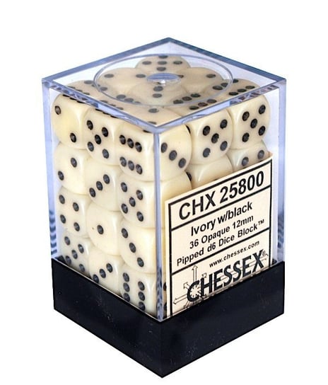 Kostki K6 12mm Chessex Ivory 36 szt. + pudełko Chessex