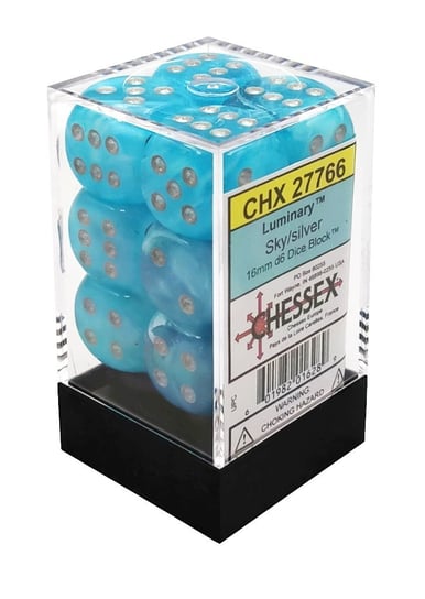 Kostki Luminary K6 16mm Sky/silver 12szt+pudełko Chessex