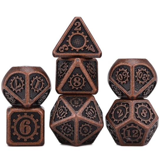 Kostki RPG Steampunk Zestaw 7 Metalowych Kości RGFK
