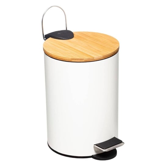 Kosz łazienkowy na śmieci z bambusową pokrywą MODERN, biały, 3 l 5five Simple Smart