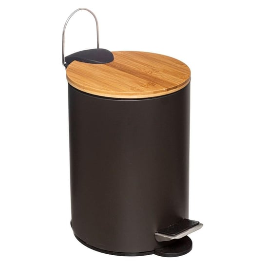 Kosz łazienkowy na śmieci z bambusową pokrywą MODERN, czarny, 3 l 5five Simple Smart