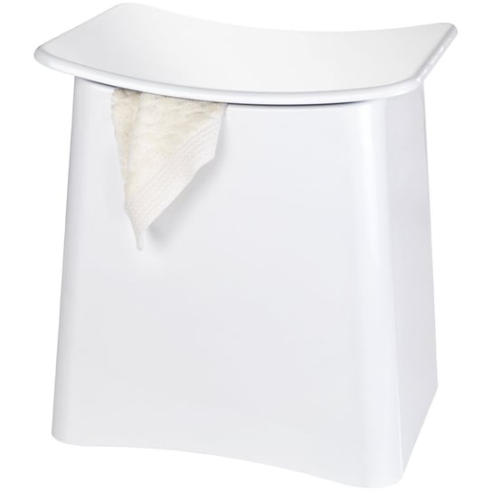 Kosz na pranie z siedziskiem WENKO, biały, 2w1, 45x33x48 cm Wenko