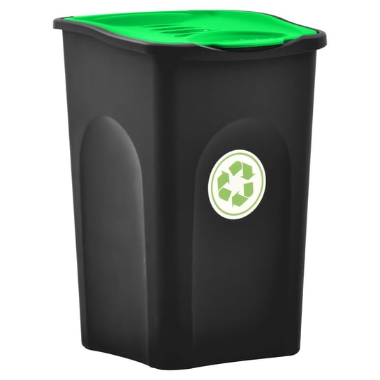 Kosz na śmieci z pokrywą na zawiasie, 50 L, czarno-zielony vidaXL