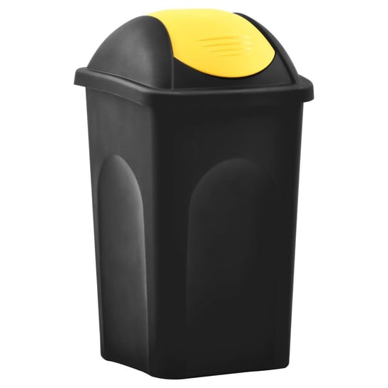 Kosz na śmieci z uchylną klapą, 60 L, czarno-żółty vidaXL