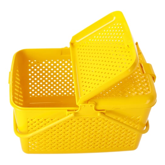 Kosz piknikowy zamykany - prostokątny żółty, POLSKI PRODUKT LIPIECKI
