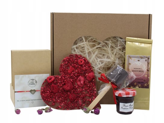 Kosz prezentowy pudełko bransoletka Walentynki Serce Czekolada Dzień Kobiet AMD Gifts