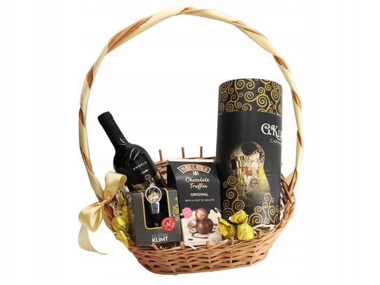 Kosz prezentowy z kieliszkiem do wina Gustav Klimt czekolada DZIEŃ KOBIET AMD Gifts