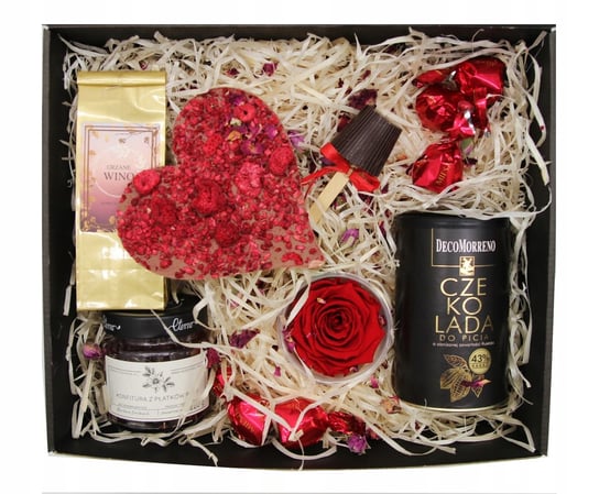Kosz Prezentowy z Wieczną Różą dla Ukochanej, Ukochanego, czarny Walentynki AMD Gifts