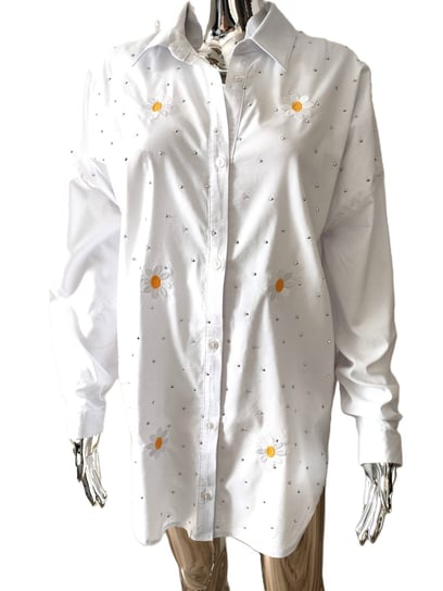 Koszula damska oversize biała cekinki i kwiatuszki rozmiar L Inna marka
