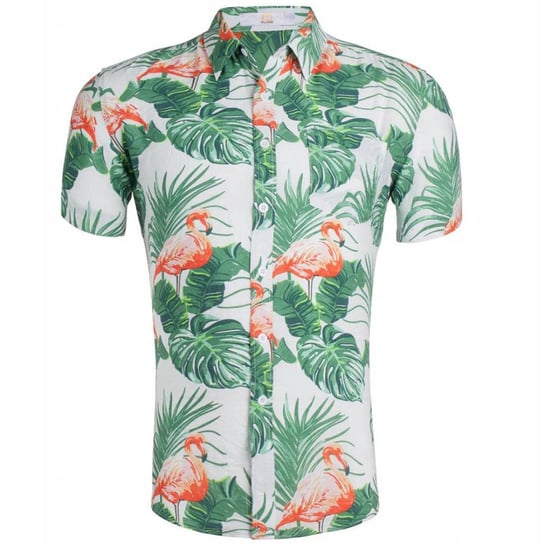 Koszula Hawajska Męska Na Lato Wakacje Przewiewna Bawełna Island Vibes r.M Inna marka