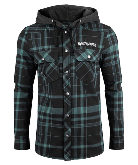 koszula MAIDEN CHECKSHIRT HOODED EDDI  black/green, z kapturem-XXL Brandit