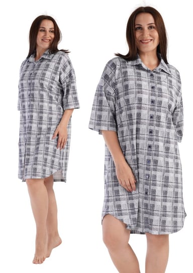 Koszula Nocna bawełniana Vienetta +Size rozpinana 3XL z krótkim na guziki Vienetta