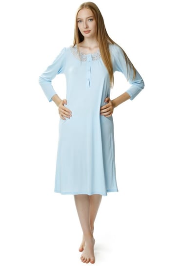 Koszula nocna damska Antonina z guziczkami : Kolor - Niebieski, Rozmiar - 42 Mewa Lingerie