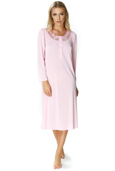 Koszula nocna damska Antonina z guziczkami : Kolor - Różowy, Rozmiar - 38 Mewa Lingerie