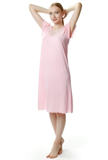Koszula nocna damska Beatriz za kolano : Kolor - Różowy, Rozmiar - 58 Mewa Lingerie
