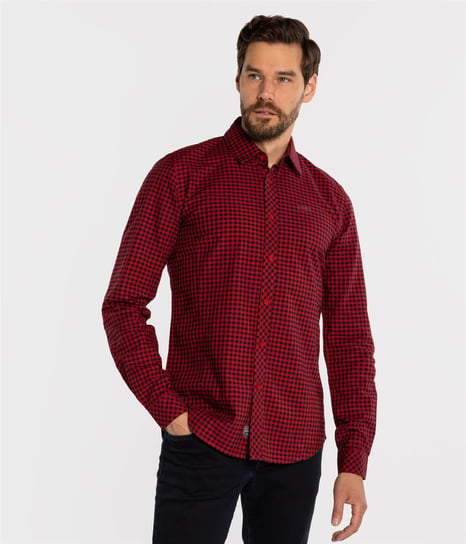 Koszula slim w drobną kratę DANIELS KZ70 RED-XL Lee Cooper
