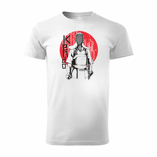 Koszulka azjatycka japońska kendo z samurajem męska biała REGULAR-L TUCANOS