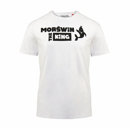 Koszulka bawełniana biała męska T-shirt Morświn the king Captain Mike® L Captain Mike