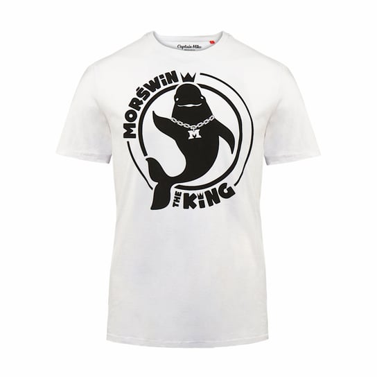 Koszulka bawełniana biała męska T-shirt Morświn the king Captain Mike® M Captain Mike