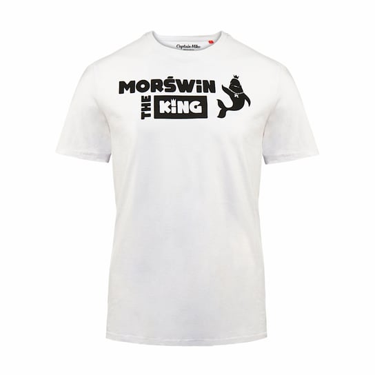 Koszulka bawełniana biała męska T-shirt Morświn the king Captain Mike® XXL Captain Mike