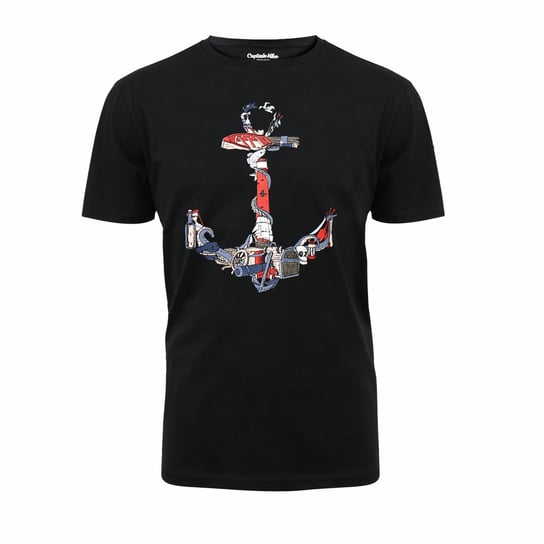 Koszulka bawełniana czarna męska T-shirt kotwica Captain Mike® L Captain Mike