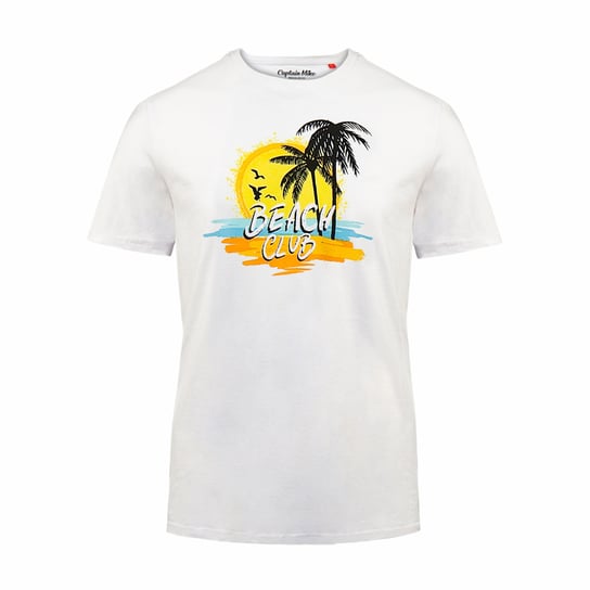 Koszulka bawełniana męska biała T-shirt z nadrukiem Captain Mike® rozmiar XXL Captain Mike