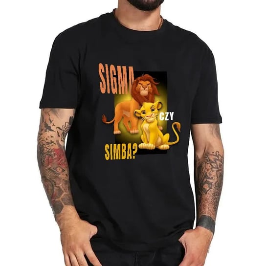KOSZULKA BAWEŁNIANA MĘSKA CZARNA NA PREZENT SIGMA CZY SIMBA WZORY XXL ...