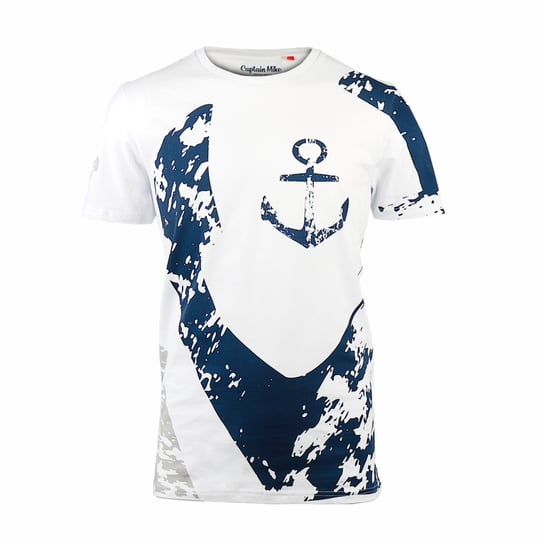 Koszulka bawełniana męska T-shirt biała kotwica Captain Mike® XL Captain Mike