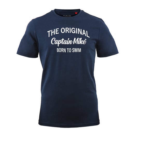 Koszulka bawełniana męska T-shirt granatowa URODZONY BY PŁYWAĆ Captain Mike® L Captain Mike