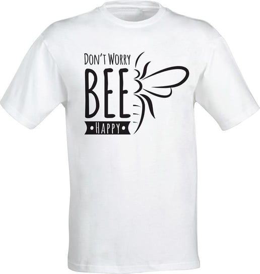 Koszulka bawełniana z nadrukiem BEE HAPPY (biała) L BEE&HONEY