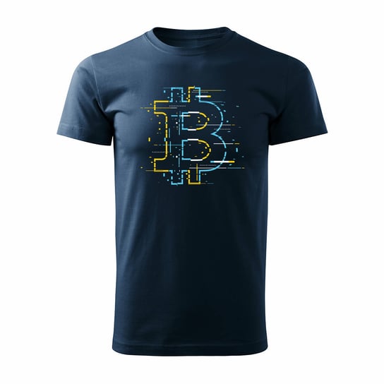 Koszulka bitcoin ethereum prezent dla inwestora męska granatowa REGULAR-M TUCANOS