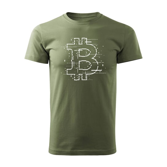 Koszulka bitcoin ethereum prezent dla inwestora męska khaki REGULAR-L TUCANOS