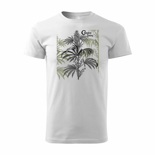 Koszulka cbd thc marihuana trawa z trawą marihuaną męska biała REGULAR-XXL TUCANOS