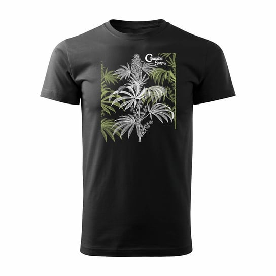 Koszulka cbd thc marihuana trawa z trawą marihuaną męska czarna REGULAR-L TUCANOS