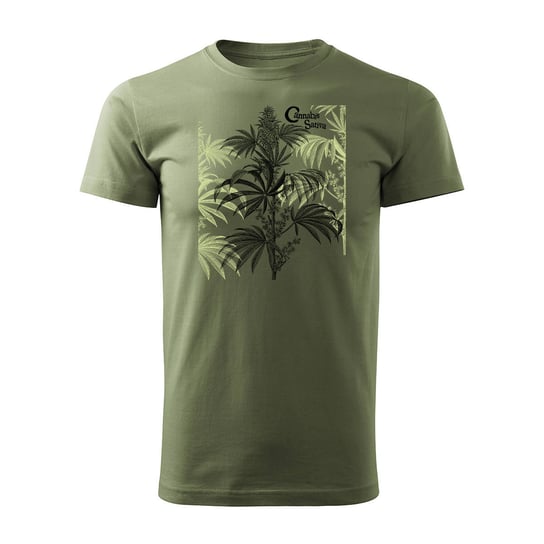 Koszulka cbd thc marihuana trawa z trawą marihuaną męska khaki REGULAR-L TUCANOS