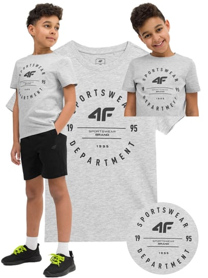 Koszulka chłopięca 4F chłodny jasny szary melanż 4F