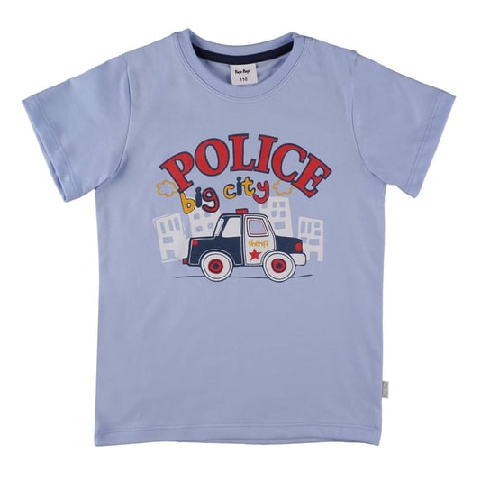 Koszulka chłopięca krótki rękaw, niebieska z wozem policyjnym, Tup Tup Tup Tup