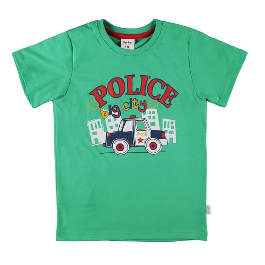 Koszulka chłopięca krótki rękaw, zielona z wozem policyjnym, Tup Tup Tup Tup