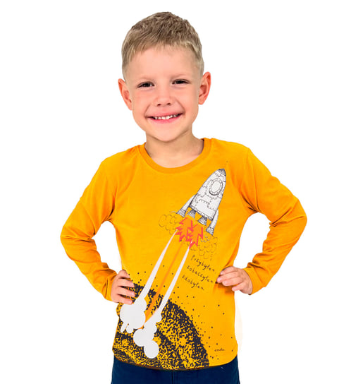 Koszulka chłopięca Z Długim Rękawem bawełniana 134 Space Rocket Endo Endo